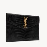 UPTOWN POUCH IN CROCODILE EMBOSSED SHINY LEATHER