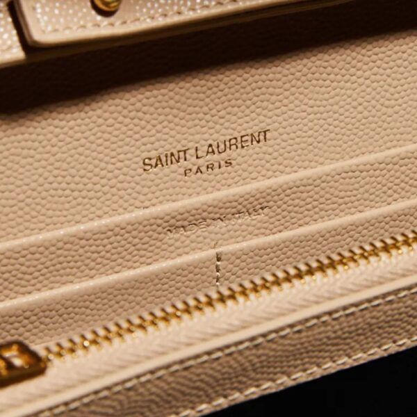 YSL MONOGRAM LARGE WALLET ON CHAIN IN GRAINED LEATHER