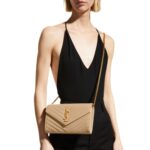 YSL MONOGRAM LARGE WALLET ON CHAIN IN GRAINED LEATHER