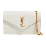 YSL MONOGRAM LARGE WALLET ON CHAIN IN GRAINED LEATHER
