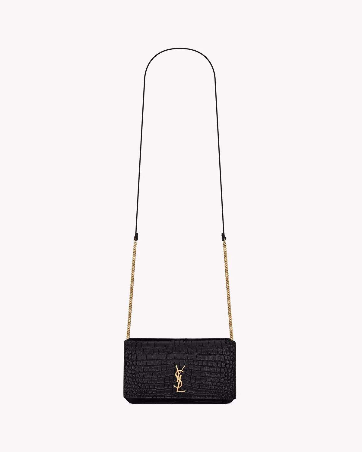 CASSANDRE PHONE HOLDER IN SHINY CROCODILE EMBOSSED LEATHER