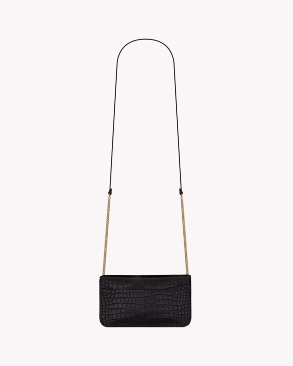 CASSANDRE PHONE HOLDER IN SHINY CROCODILE EMBOSSED LEATHER