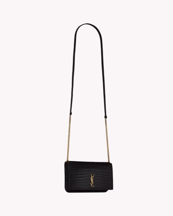 CASSANDRE PHONE HOLDER IN SHINY CROCODILE EMBOSSED LEATHER