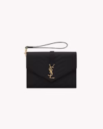 ENVELOPE FLAP POUCH IN MIX MATELASSE GRAIN DE POUDRE LEATHER