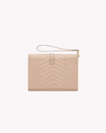 ENVELOPE FLAP POUCH IN MIX MATELASSE GRAIN DE POUDRE LEATHER