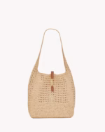 LE 5 A 7 SUPPLE IN RAFFIA CROCHET AND SMOOTH LEATHER