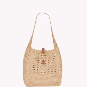 LE 5 A 7 SUPPLE IN RAFFIA CROCHET AND SMOOTH LEATHER