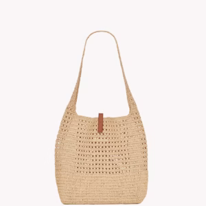 LE 5 A 7 SUPPLE IN RAFFIA CROCHET AND SMOOTH LEATHER