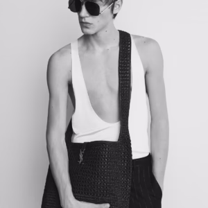 LE 5 A 7 SUPPLE IN RAFFIA CROCHET AND SMOOTH LEATHER
