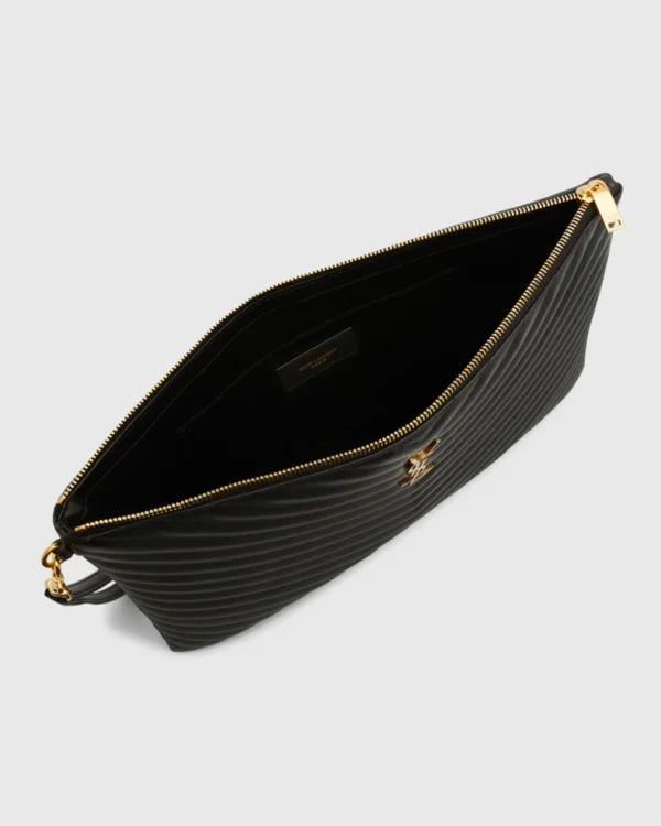 YSL MONOGRAM LARGE POUCH IN SMOOTH LEATHER