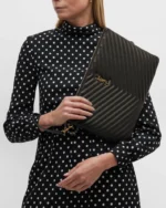 YSL MONOGRAM LARGE POUCH IN SMOOTH LEATHER