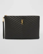 YSL MONOGRAM LARGE POUCH IN SMOOTH LEATHER