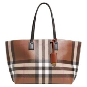 BURBERRY CHECK E CANVAS TOTE BAG