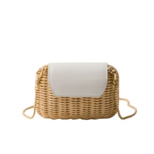 WICKER AND LEATHER MINI BAG