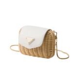 WICKER AND LEATHER MINI BAG
