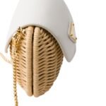 WICKER AND LEATHER MINI BAG