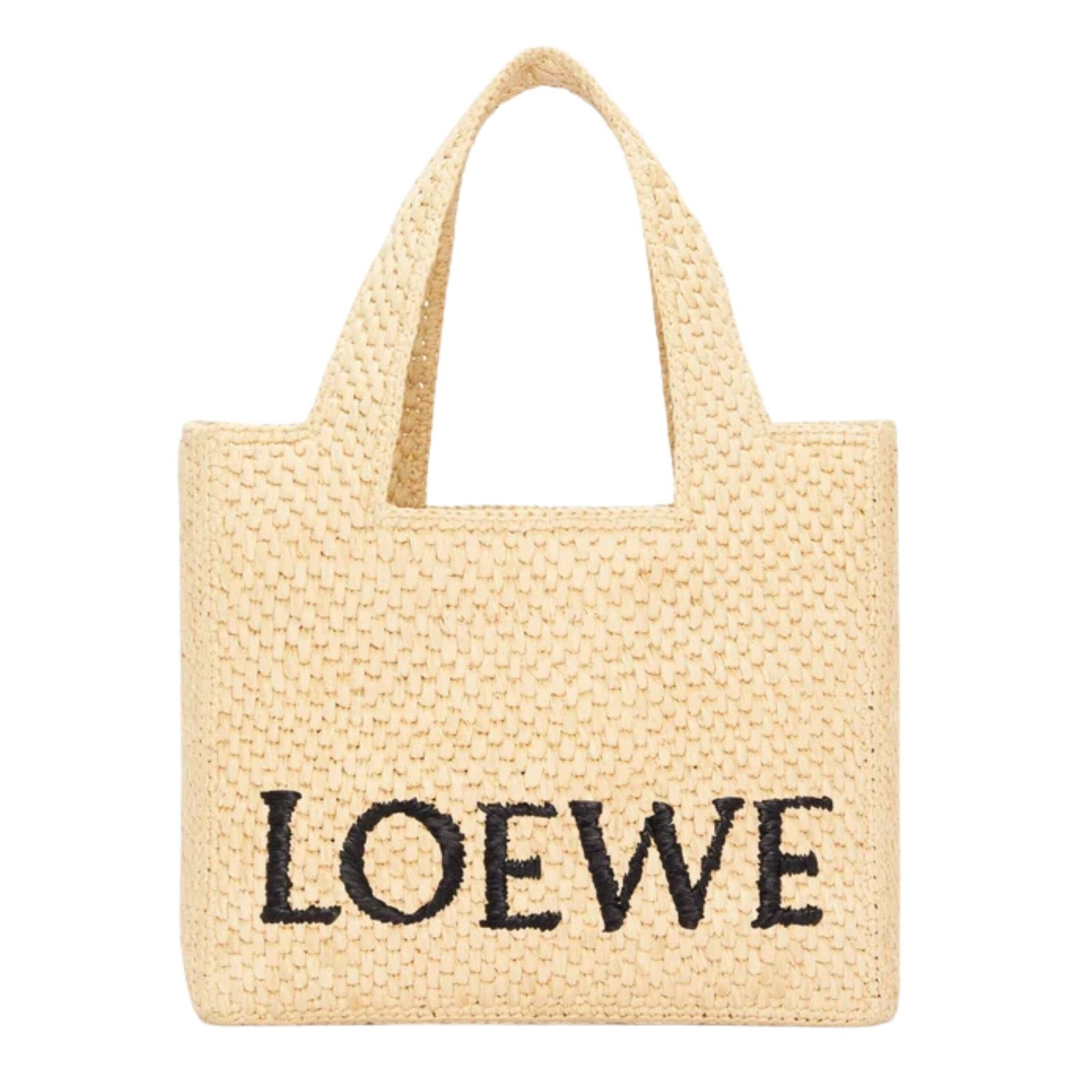 SMALL LOEWE FONT TOTE IN RAFFIA