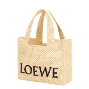 SMALL LOEWE FONT TOTE IN RAFFIA