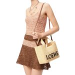 SMALL LOEWE FONT TOTE IN RAFFIA