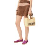 SMALL LOEWE FONT TOTE IN RAFFIA