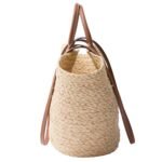 LARGE RAFFIA AND LEATHER SHOPPING BAG