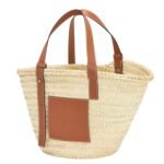 X PAULAS IBIZA BASKET BAG IN PALM LEAF WITH LEATHER HANDLES