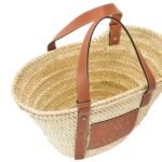 X PAULAS IBIZA BASKET BAG IN PALM LEAF WITH LEATHER HANDLES