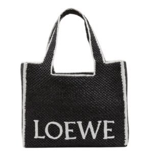 X PAULAS IBIZA FONT LOGO LARGE TOTE BAG IN RAFFIA