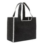 X PAULAS IBIZA FONT LOGO LARGE TOTE BAG IN RAFFIA