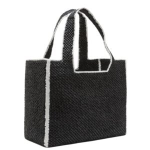 X PAULAS IBIZA FONT LOGO LARGE TOTE BAG IN RAFFIA