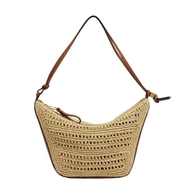 X PAULAS IBIZA HAMMOCK MINI HOBO BAG IN RAFFIA WITH LEATHER STRAP