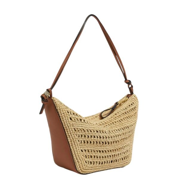 X PAULAS IBIZA HAMMOCK MINI HOBO BAG IN RAFFIA WITH LEATHER STRAP