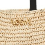 PAULAS IBIZA MEDIUM PUZZLE FOLD TOTE BAG IN RAFFIA WITH LEATHER HANDLES
