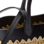 LEATHER TRIMMED WOVEN TOTE BAG