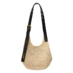 X PAULAS IBIZA SMALL RAFFIA PUNCH HOLE HOBO BAG