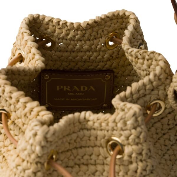 CROCHET AND LEATHER MINI BUCKET BAG