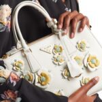 GALLERIA FLORAL LEATHER TOP HANDLE BAG