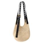 X PAULAS IBIZA SMALL RAFFIA PUNCH HOLE HOBO BAG