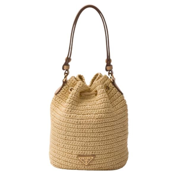 CROCHET AND LEATHER MINI BUCKET BAG