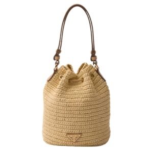 CROCHET AND LEATHER MINI BUCKET BAG