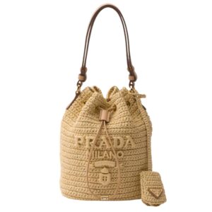 CROCHET AND LEATHER MINI BUCKET BAG