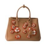 GALLERIA FLORAL LEATHER TOP HANDLE BAG
