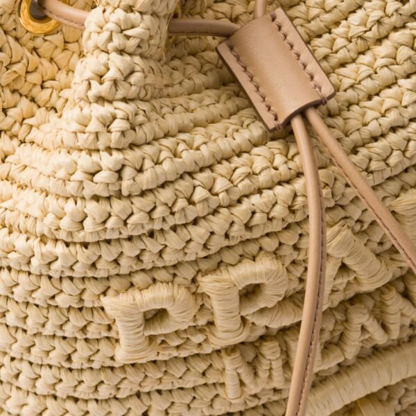 CROCHET AND LEATHER MINI BUCKET BAG