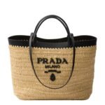 MEDIUM CROCHET AND LEATHER TOTE BAG