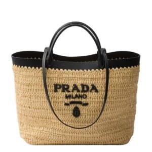 MEDIUM CROCHET AND LEATHER TOTE BAG