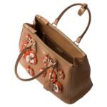 GALLERIA FLORAL LEATHER TOP HANDLE BAG