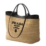 MEDIUM CROCHET AND LEATHER TOTE BAG