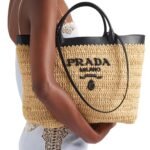 MEDIUM CROCHET AND LEATHER TOTE BAG