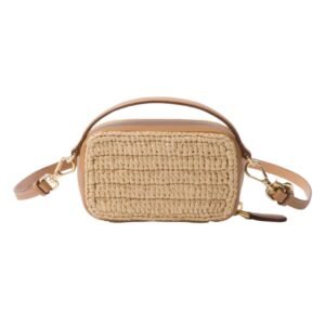 CROCHET AND LEATHER MINI POUCH