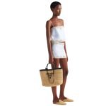 MEDIUM CROCHET AND LEATHER TOTE BAG